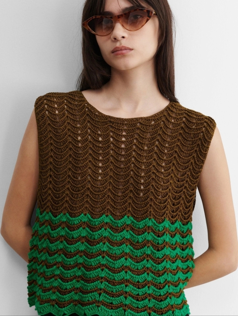 Rachel Comey Bonita Top Knit Pima Cotton Brown Green XS Extra Small $348